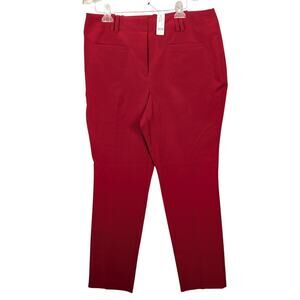 New York & Company Pants Womens 16 Red Ankle Dress Slim Stretch Work Office